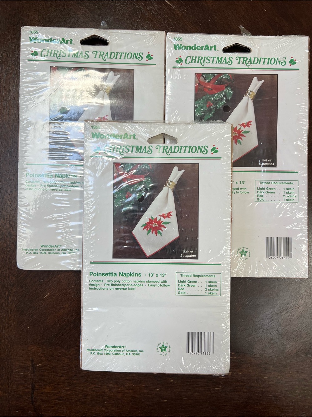 Christmas Traditions Poinsettia Napkins - Craft Kit - No Thread Included
